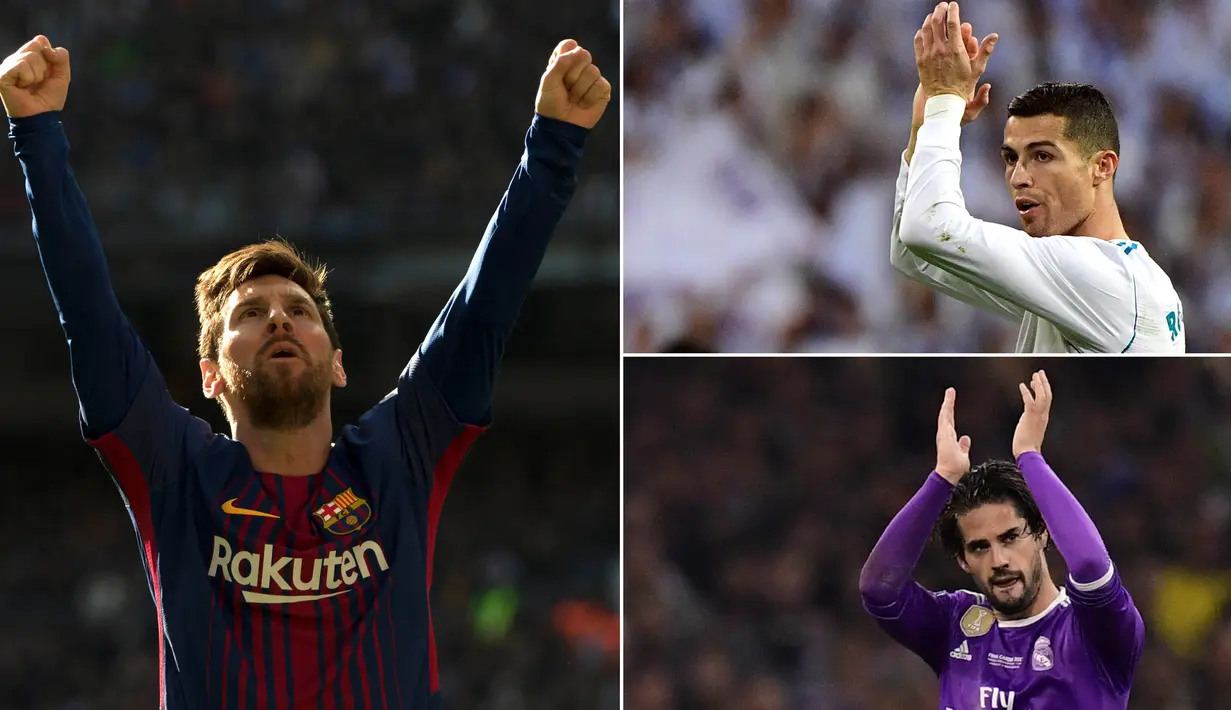 Meski Cristiano Ronaldo berhasil meraih Ballon d'Or, Marca memilih Lionel Messi sebagai pesepak bola terbaik dunia di tahun 2017. Berikut 10 pemain terbaik dunia pilihan surat kabar Marca. (Kolase foto-foto dari AFP)