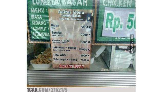 5 Tulisan di Daftar Menu Ini Nyeleneh, Bikin Geleng Kepala