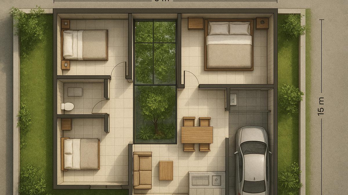 7 Denah Rumah 8x15 m dengan 3 Kamar Tidur untuk Keluarga Muda, Nyaman dan Hemat Ruang