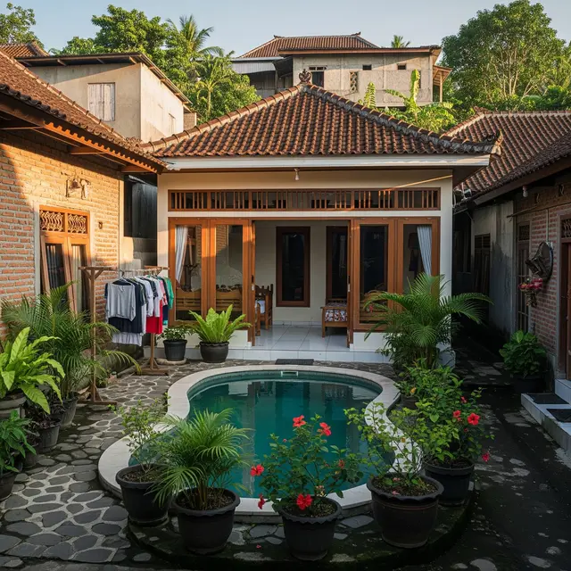 9 Contoh Rumah di Kampung Tapi Punya Kolam Renang Mini, Hunian Asri dan Modern