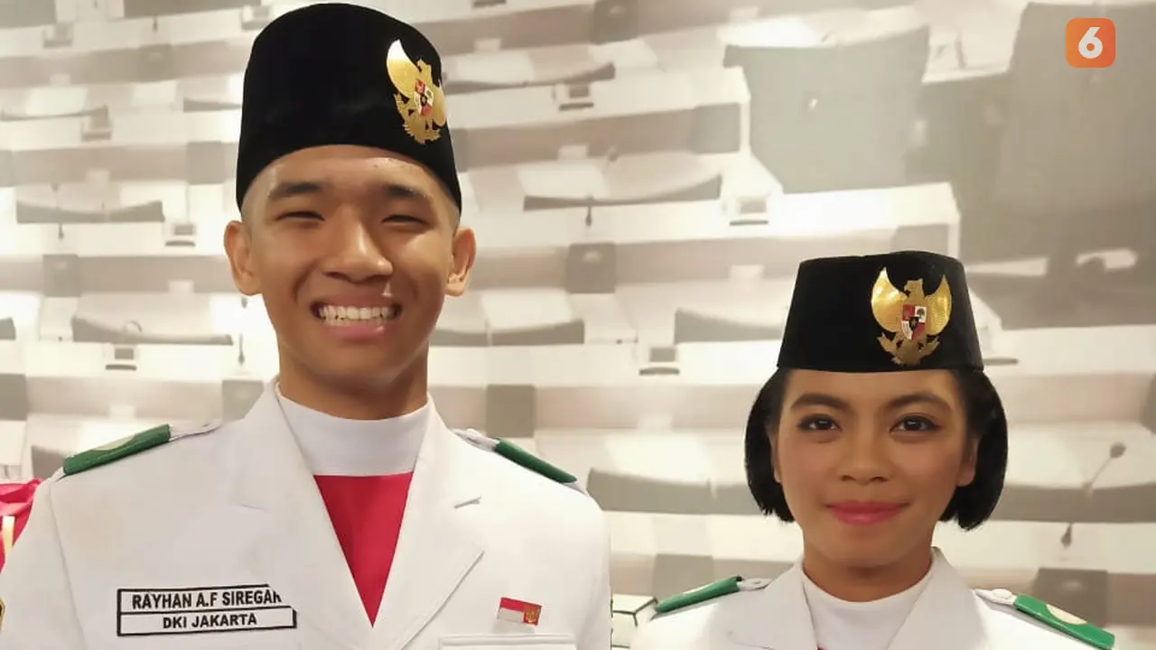 Paskibraka, Paskibraka Nasional 2019, Paskibraka 2019, HUT ke-74 RI, Pembaw Baki, Rayhan Alfaro Ferdinand Siregar, Rachel Emmanuel Miranda Putong.