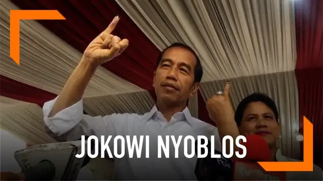 Capres Nomor Urut 01, Joko Widodo mencoblos TPS 008 di Jalan Veteran, Jakarta.