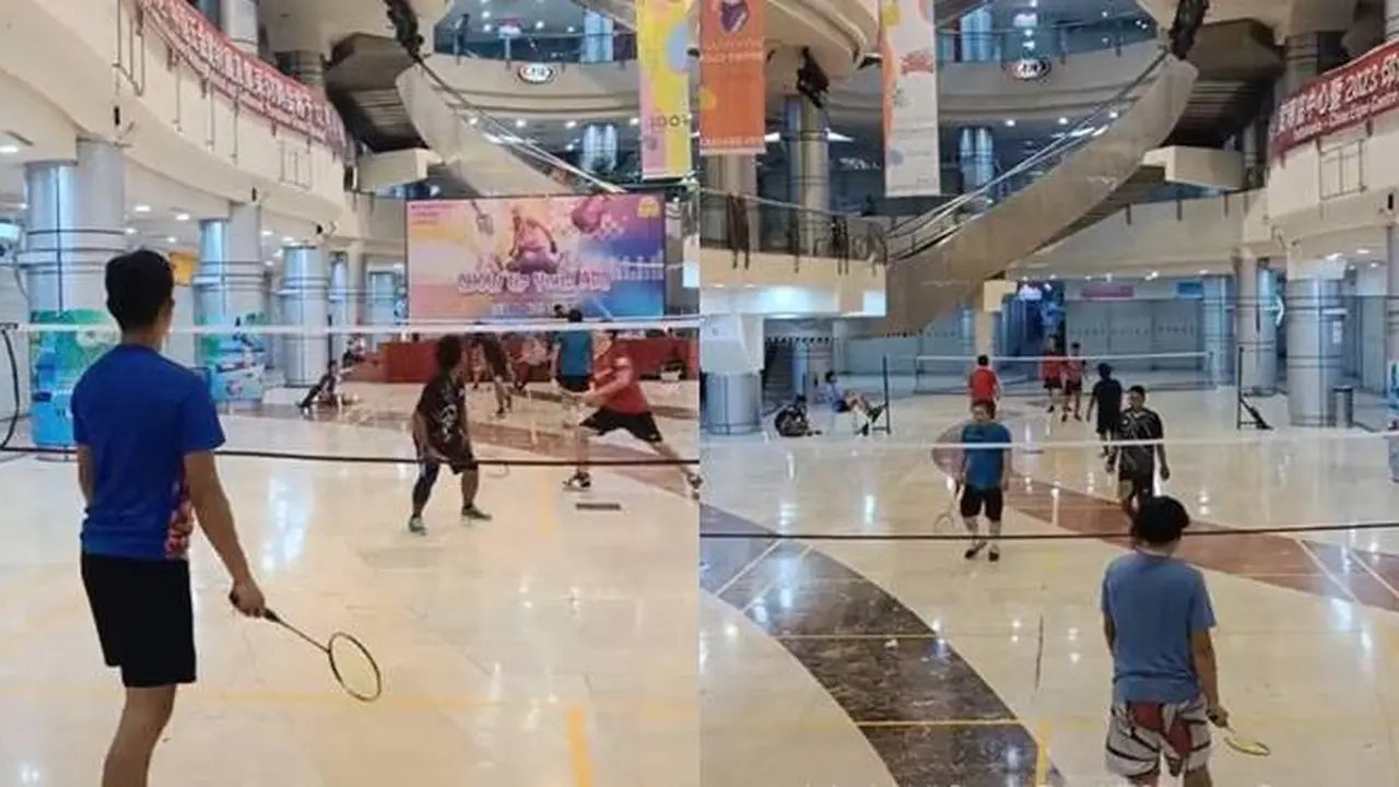 Viral, Mall yang Sepi Jadi Tempat Main Badminton Ini Tuai Sorotan