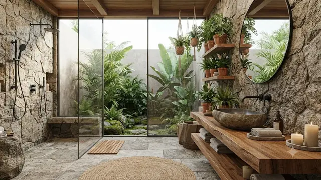 Model Kamar Mandi dengan Batu Alam