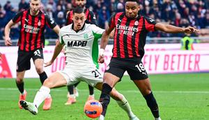 Aksi bertahan Jay Idzes dalam laga ini cukup baik dengan membukukan satu kali tekel, lima kali sapuan, tiga kali intersep, tiga kali recoveries, dan sembilan kali defensife contribution. (AFP/Piero Cruciatti)