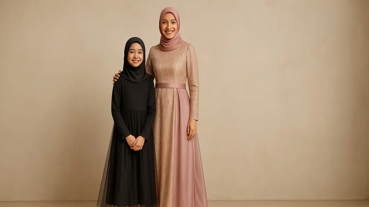 Model Gamis Kondangan Ibu Anak 1/via AI
