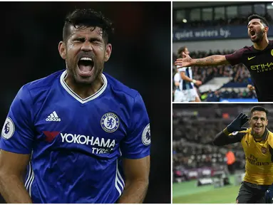 Berikut ini deretan pemain Premier League dengan kombinasi jumlah gol dan assist terbanyak di tahun 2016. (AFP)