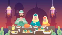 Ilustrasi muslim, puasa, buka puasa, sahur. (Image by Freepik)