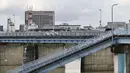 Sebuah jembatan yang runtuh terlihat sehari setelah gempa bumi di Yatsushiro, prefektur Kumamoto, Rabu, 29 Juli 2026. (Juntaro Yokoyama/Kyodo News via AP)