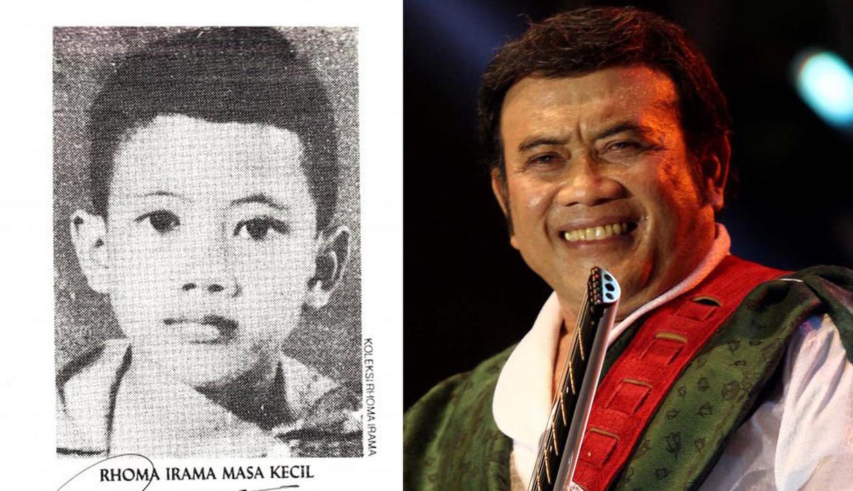 Foto Rhoma Irama ketika kecil dengan  fotonya ketika dewasa sangat jauh berbeda. Rhoma mengaku dulu cita-citanya menjadi pilot bukan penyanyi (Istimewa)