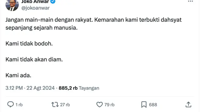 Unggahan Joko Anwar. (Foto: Dok. Instagram @jokoanwar)