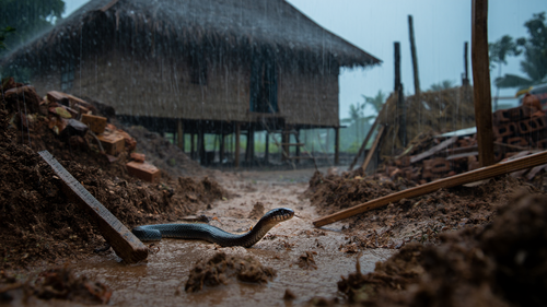 Ular Sawah Sering Masuk Rumah saat Musim Hujan (Foto: Reve Art AI)