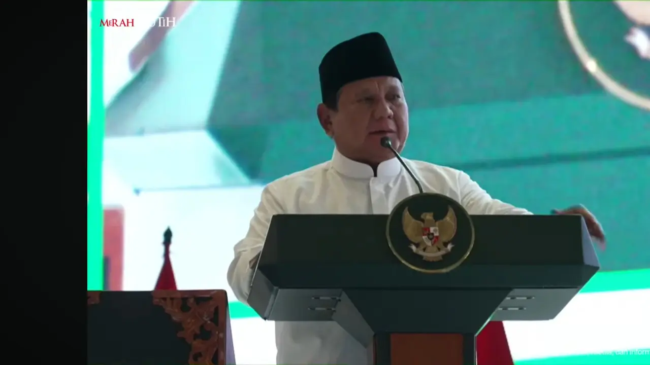 Presiden Prabowo Subianto Saat Berpidato di Pengukuhan Pengurus MUI