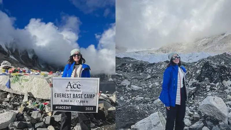 Dikelilingi Gunung Es, Ini 7 Potret Della Dartyan Sampai di Everest Base Camp