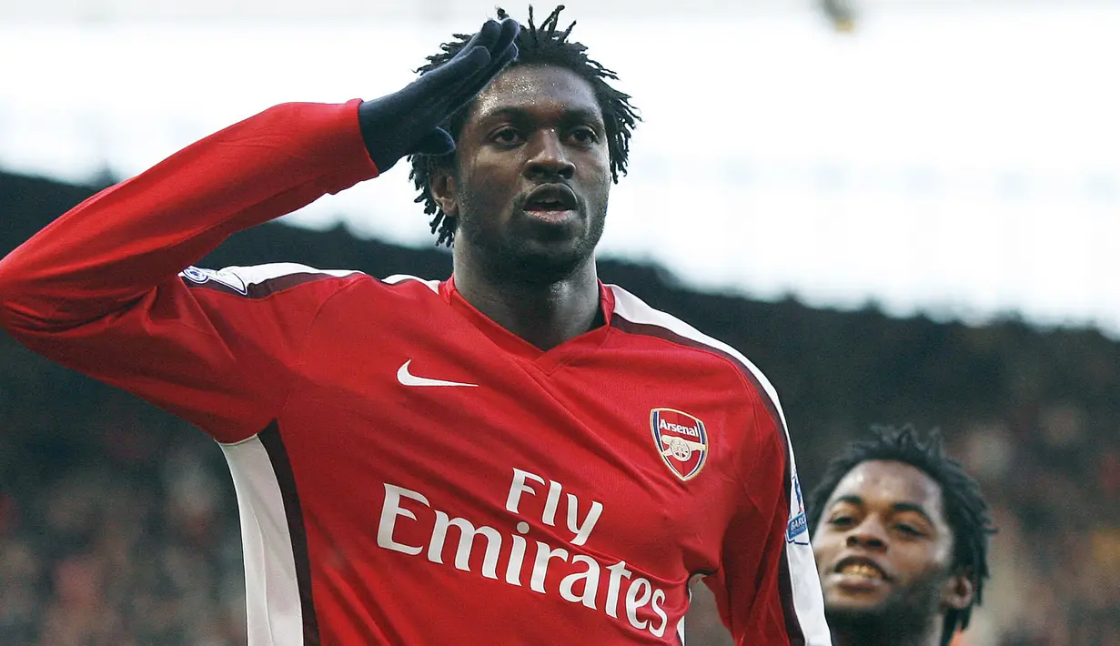 Emmanuel Adebayor bergabung dengan Arsenal pada 2006, setelah itu memutuskan pindah ke Manchester City tiga musim kemudian. Bersama The Citizin, Adebayor dipinjamkan ke Real Madrin, namun hanya bertahan setengah musim saja. (Foto: AFP/Glyn Kirk)