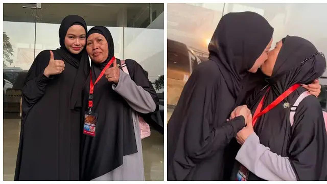 6 Potret Rara LIDA Antar Ibu Berangkat Haji, Perpisahan di Bandara Penuh Haru