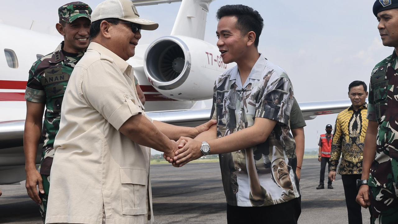 Prabowo tiba di Solo disambut Gibran Rakabuming. (Foto: Dok. Twitter @prabowo)