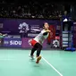 Ganda putri Indonesia Della Destiara Haris / Rizki Amelia Pradipta kalah dari pasangan Jepang Misaki Matsutomo / Ayaka Takahashi pada partai keempat semifinal bulu tangkis beregu Asian Games 2018. (Humas PP PBSI)