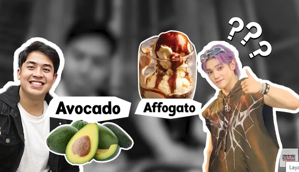 Taeyong tertarik dengan affogato. Tapi Jerome malah salah sangka. "Kamu suka avocado? Itu jus favorit aku. Alpukat," kata dia. Padahal, maksud Taeyong adalah affogato perpaduan kopi dan es krim (gelato), bukan alpukat. (Foto: YouTube/ NihongoMantappu)
