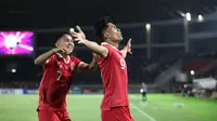 Striker Timnas Indonesia U-23, Ramadhan Sananta, ikut menyumbangkan satu gol ketika timnya menang 9-0 atas Chinese Taipei U-23 pada laga Grup K Kualifikasi Piala Asia U-23 2024 di Stadion Manahan, Solo, Sabtu (9/9/2023). (Bola.com/Arief Bagus)&nbsp;