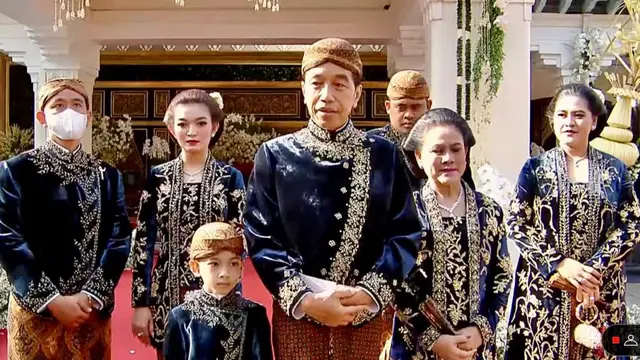 Kebaya dan Beskap Beludru Biru Khas Solo Jadi Busana Keluarga Jokowi di Acara Ngunduh Mantu Kaesang-Erina