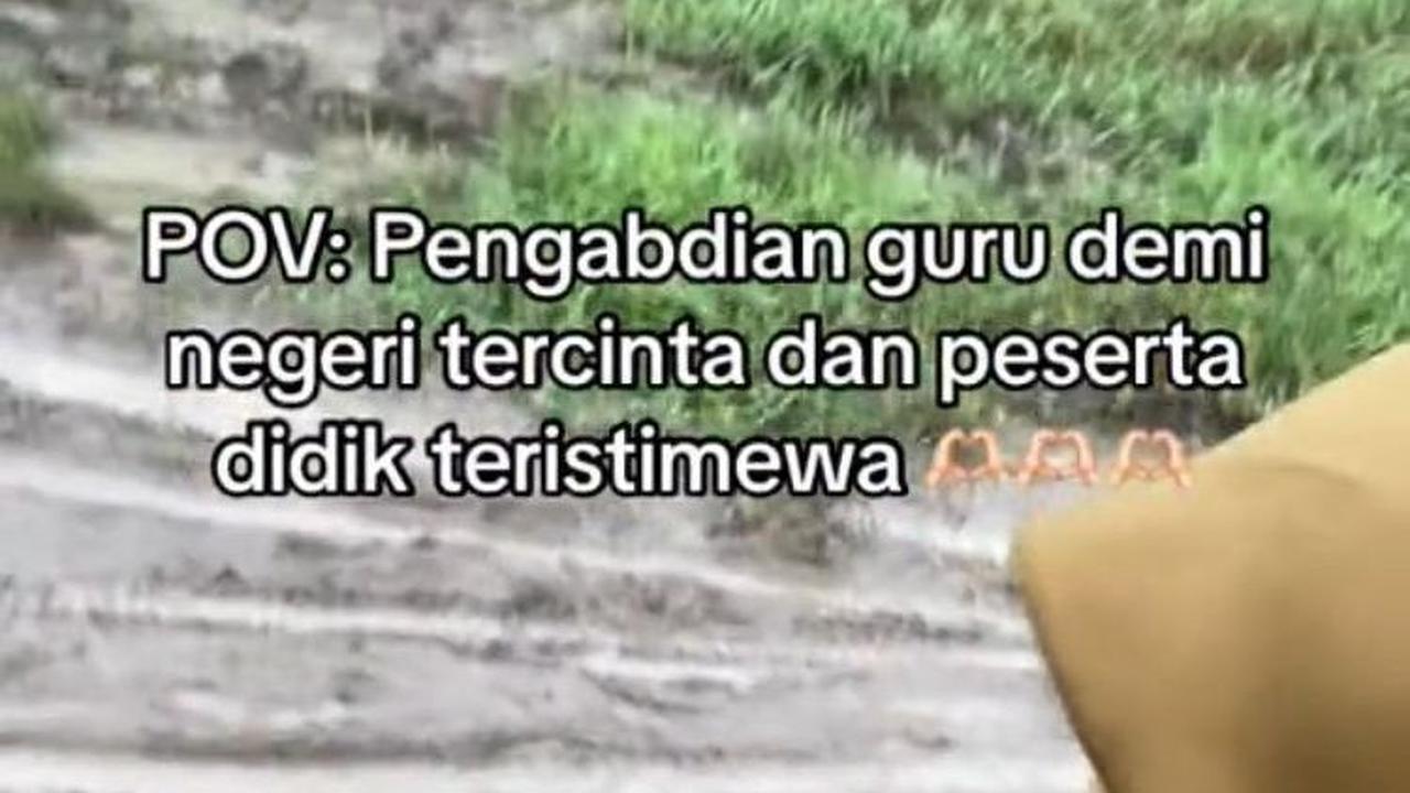 "POV: pengabdian guru demi negeri tercinta dan peserta didik teristimewa," tulisnya di awal video.