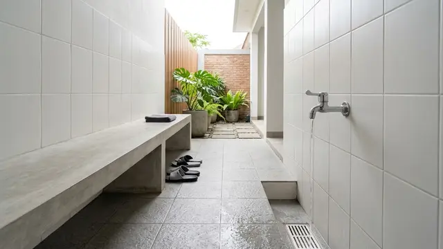 Tempat Wudhu dengan Bangku Beton
