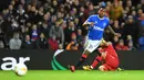 4. Alfredo Morelos (6 gol dan 1 assist) : Alfredo Morelos menjadi striker mematikan Rangers di bawah asuhan Steven Gerrard. Pemain 24 tahun ini mengoleksi 6 gol dan 1 assist di kompetisi Liga Europa musim 2019/2020. (AFP/Andy Buchanan)