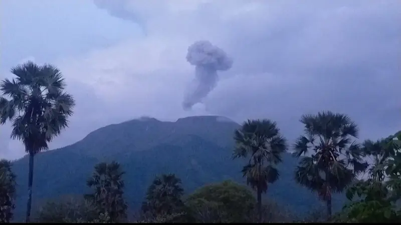 Telah terjadi erupsi G. Ili Lewotolok, Kabupaten Lembata, NTT pada tanggal 14 Desember 2020. (Liputan6.com/Dionisius Wilibardus)