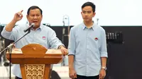 Dalam pidatonya, Prabowo memuji Gibran dan meyakinkan bahwa pilihannya terhadap Gibran sebagai calon wakil presiden tidak salah. (Liputan6.com/Herman Zakharia)