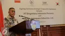Menteri Pertahanan Ryamizard Ryacudu memberikan sambutan usai penandatanganan MoU strategic cooperation agreement di Kantor Kementerian Pertahanan, Jakarta, Jumat (4/12). (Liputan6.com/Faizal Fanani)