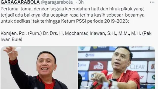Erick Thohir Jadi Ketua Umum PSSI, Iwan Bule Justru Trending Topic di Twitter