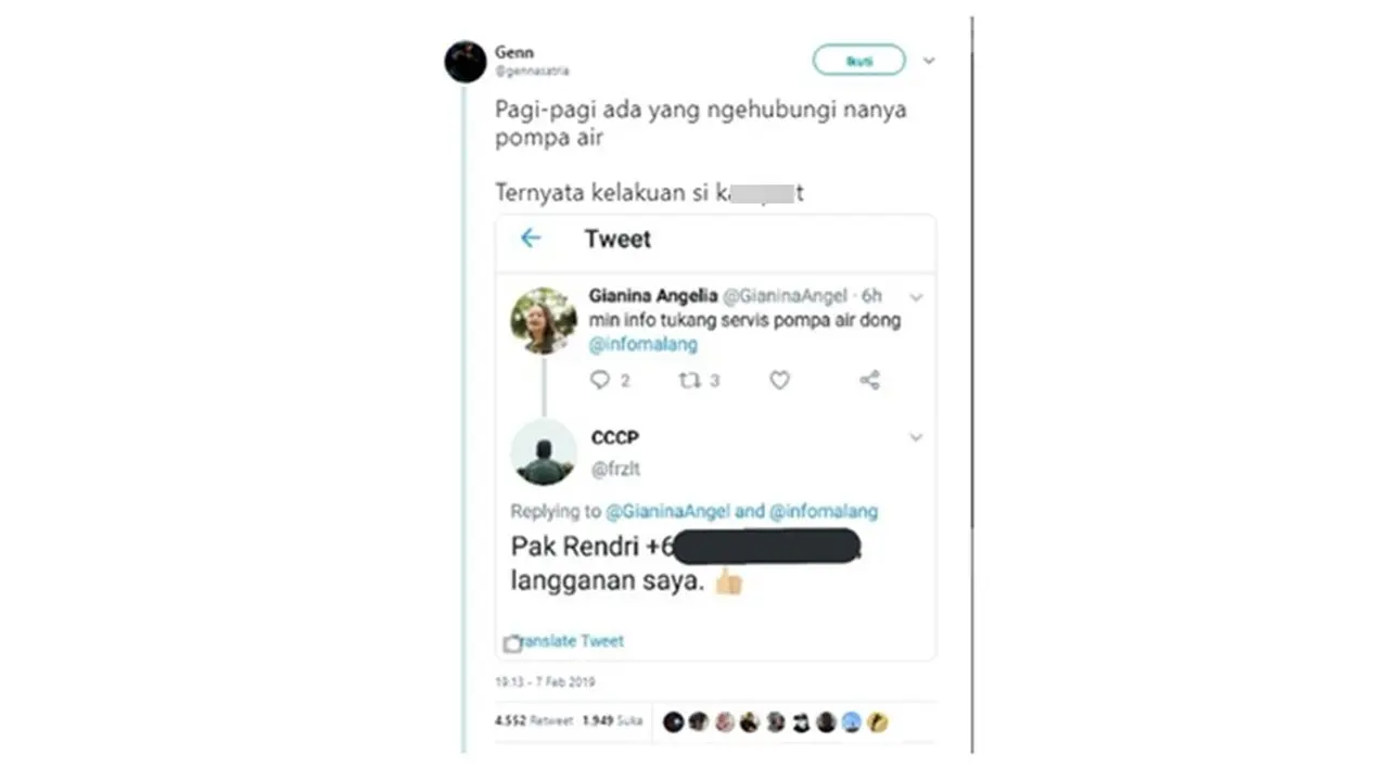 Dikira Tukang Servis Pompa Air