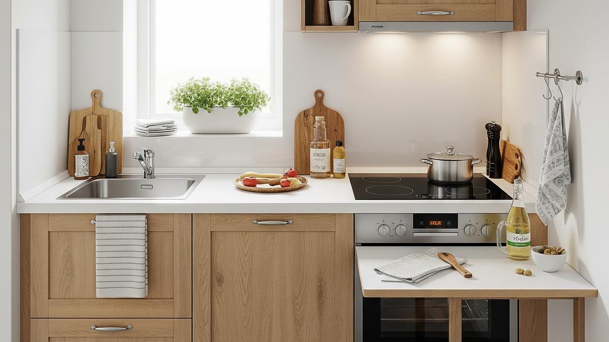 9 Model Dapur Sempit 2x1 Meter dengan Kompor Tanam dan Meja Lipat, Jadi Fungsional