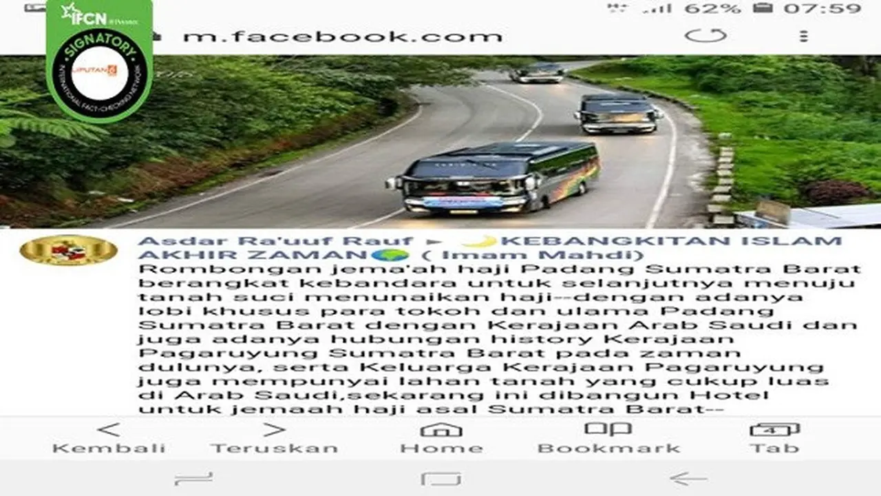 Gambar Tangkapan Layar Kabar Hoaks Tentang Ibadah Haji