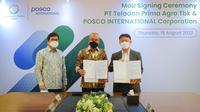 PT Teladan Prima Agro Tbk (TLDN) telah menandatangani Nota Kesepahaman (MoU) dengan perusahaan asal Korea Selatan (Korsel), Posco International Corporation (PIC) di Jakarta, Kamis 18 Agustus 2022.