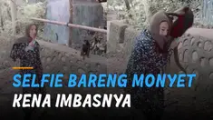 Momen apes dialami oleh perempuan ini ketika berfoto dengan seekor monyet.
