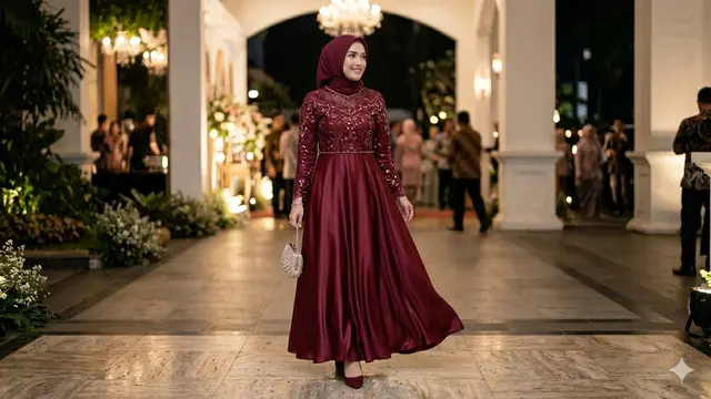 Model Gamis Brokat Full Payet Terbaru (Foto: Gemini AI)