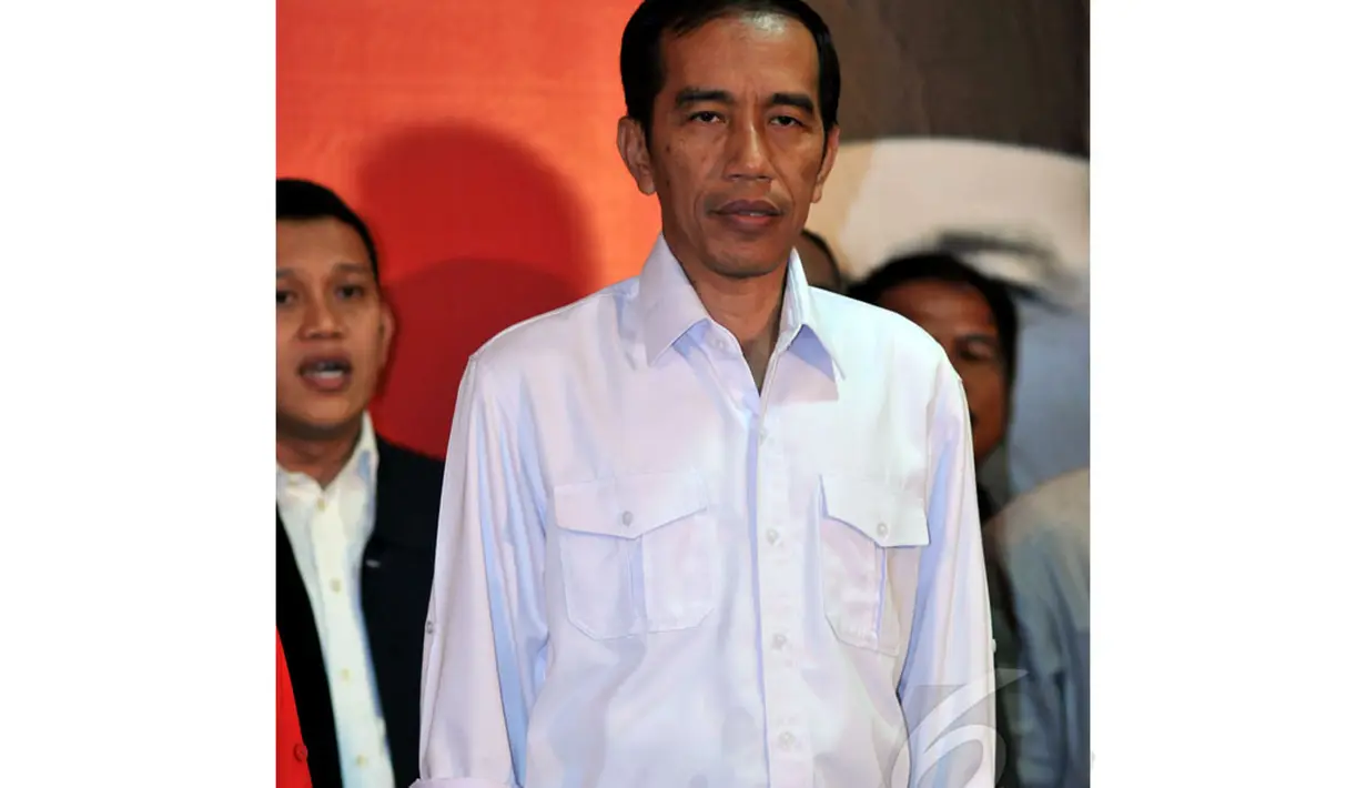 Meski telah didukung oleh Partai Nasdem dan PKB, Jokowi tak bisa menyembunyikan ketegangannya, Lenteng Agung, Jakarta, Rabu (14/05/2014) (Liputan6.com/Johan Tallo).