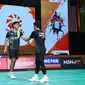 Ganda Leo Rolly Carnando/Daniel Marthin mempersembahkan kemenangan bagi tim putra Indonesia atas Uni Emirat Arab pada laga Grup D Kejuaraan Beregu Asia 2024, Rabu (14/2/2024). (Dok PBSI)