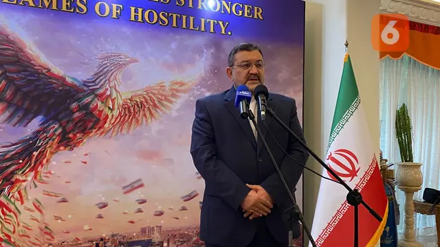 Duta Besar Iran untuk Indonesia Mohammad Boroujerdi pada Kamis (22/1/2026) di Jakarta, menyebut pemberitaan media asing telah menciptakan persepsi keliru di tingkat internasional dan berpotensi menyesatkan opini publik. (Dok. Liputan6.com/Teddy Tri Setio)