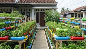 Kebun Cabai dari Botol Plastik yang Rapi dan Estetik / Ilustrasi AI