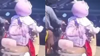 Seorang pelajar SD berpakaian seragam merah putih terekam tengah mengendarai sepeda listrik di jalan raya. (Liputan6.com/ Dok Warga: Desi Puri)