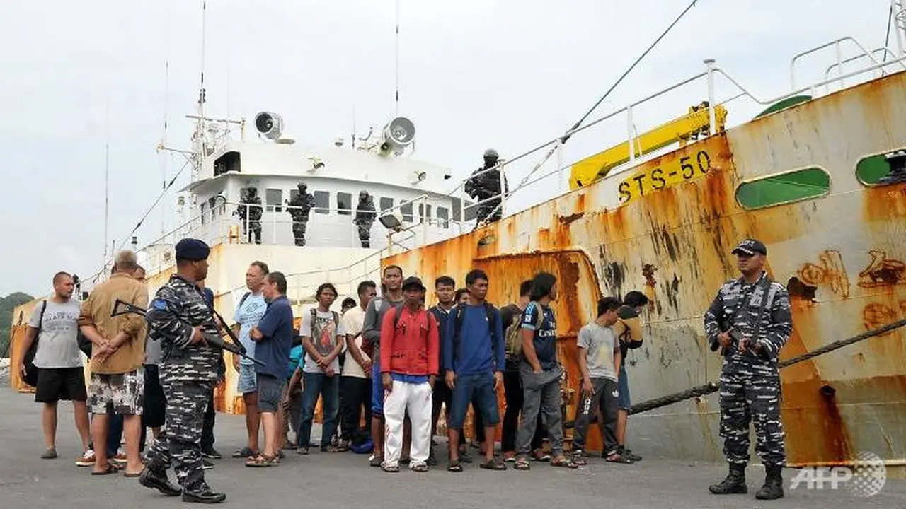Kapal Andrey Dolgov, berhasil ditangkap oleh Angkatan Laut Republik Indonesia pada 6 April 2018 lalu (AFP)