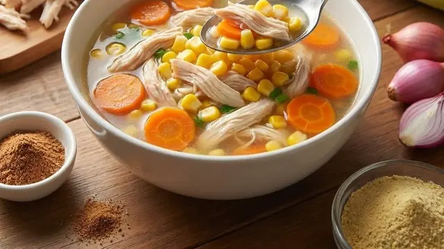 Sup Ayam Suwir Wortel Jagung