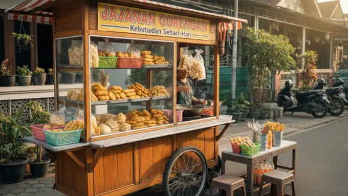 Ilustrasi Jualan Gorengan/Gemini AI