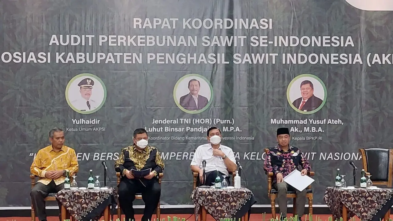 Rapat Koordinasi Audit Perkebunan Sawit se-Indonesia Asosiasi Kabupaten Penghasil Sawit (AKPSI), Kamis (7/7/2022).
