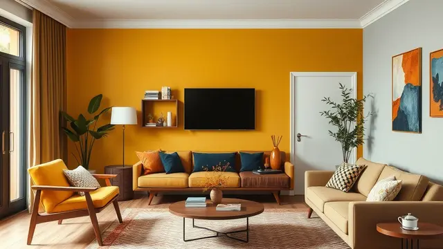 rumah gaya mid-century modern (ilustrasi by qwen.ai)