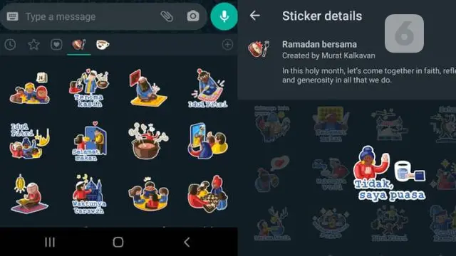 Stiker WhatsApp bertema Ramadhan. Dok: Iskandar/Liputan6.com