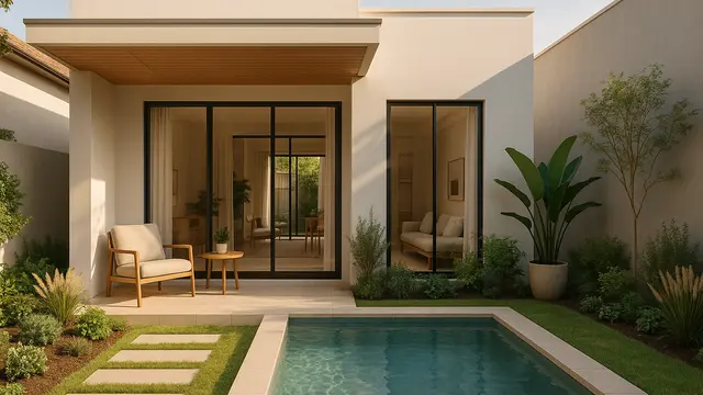 Inspirasi Desain Rumah Sederhana 6x8 Meter dengan Teras dan Taman Mini